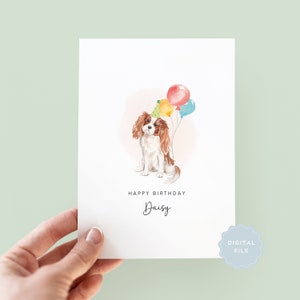 Tarjeta de cumpleaños imprimible de King Charles Cavalier de parte del perro, tarjeta de cumpleaños para papá perro, tarjeta de cumpleaños para mamá perro, tarjeta para mascota, de parte del perro