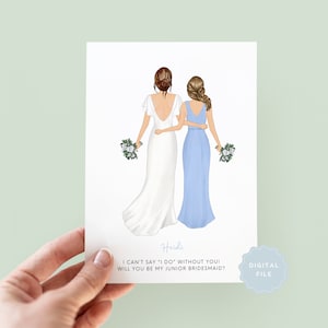 Printable Personalised Junior Bridesmaid Proposal Card, Will You Be My Junior Bridesmaid, Junior Bridesmaid Proposal, Will You Be My Card