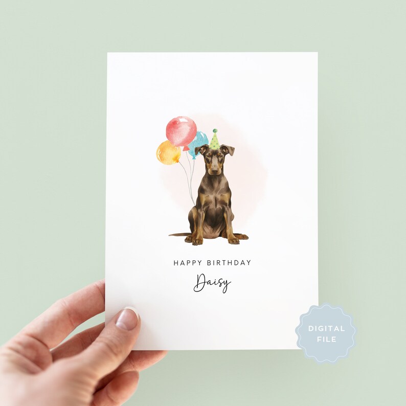 Printable Doberman Birthday Card From the Dog, Birthday Card for Dog ...