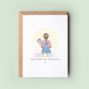 Personalised You're Going To Be A Big Sister Card, Big Sister Baby Announcement Card, Big Sister Pregnancy Card, Baby Card, Baby Reveal Card