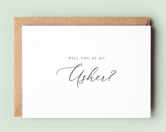 Classic Will You Be My Usher Card, Will You Be My Usher Wedding Card, Card To Usher, Usher Proposal Card, Wedding Greeting Card