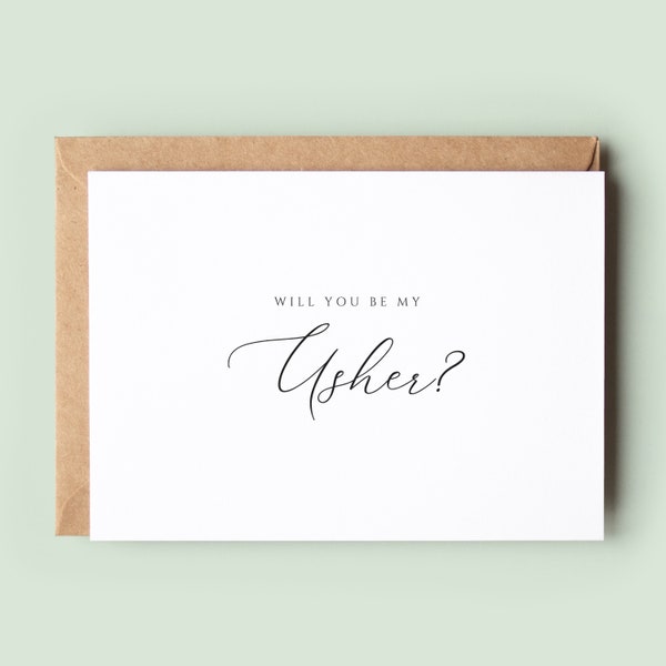 Classic Will You Be My Usher Card, Will You Be My Usher Wedding Card, Card To Usher, Usher Proposal Card, Wedding Greeting Card