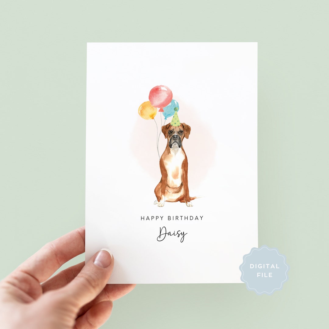 Printable Boxer Dog Birthday Card From the Dog, Birthday Card for Dog ...