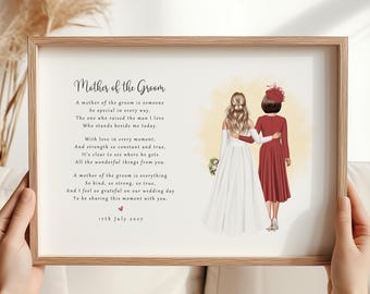 Personalised Mother of the Groom Poem Print, Custom Wedding Portrait Gift (Printed or Digital Download)