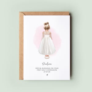 Personalised First Holy Communion Card for Girls | Gift for Daughter, Goddaughter, Niece, Sister, or Granddaughter