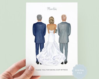 Printable Personalised Thank You For Being Our Witness Card, Wedding Thank You Card, Personalised Wedding Witness Card, Wedding Witness Card