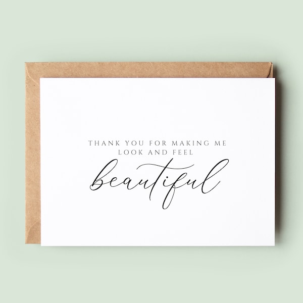 Wedding Hair Thank You Card, Wedding Make Up Thank You Card, Card For Wedding MUA, Thank You Card Wedding, Wedding Vendor Thank You - #014