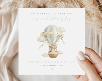 de baptême personnalisée pour garçon | Conception montgolfière en peluche
