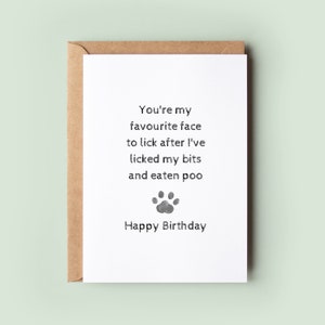 You're My Favourite Face To Lick Birthday Card from the Dog, Birthday Card for Dog Dad, Birthday Card for Dog Mum, Pet Card, From the Dog