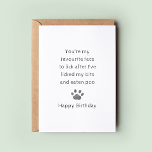 Você é meu rosto favorito para lamber cartão de aniversário do cachorro, cartão de aniversário para o pai do cachorro, cartão de aniversário para a mãe do cachorro, cartão de animal de estimação, do cachorro