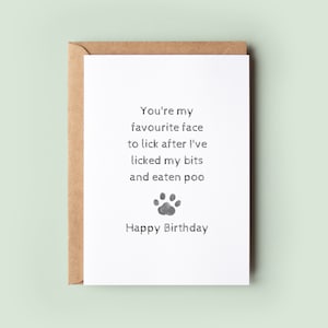 You're My Favourite Face To Lick Birthday Card from the Dog, Birthday Card for Dog Dad, Birthday Card for Dog Mum, Pet Card, From the Dog