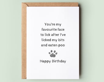 You're My Favourite Face To Lick Birthday Card from the Dog, Birthday Card for Dog Dad, Birthday Card for Dog Mum, Pet Card, From the Dog