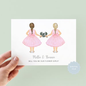 Printable Will You Be My Flower Girl Proposal Card, Twins Flower Girl Proposal, Personalised Flower Girl Card, Will You Be My Bridesmaid