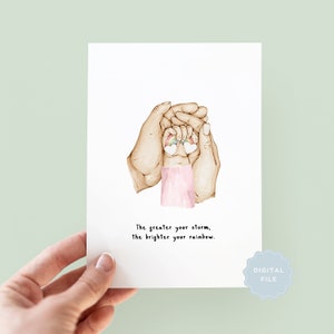 Carte de vœux imprimable pour les nouveaux parents, félicitations pour l'arrivée de l'enfant, bébé garçon arc-en-ciel, petite fille arc-en-ciel, carte téléchargeable, numérique