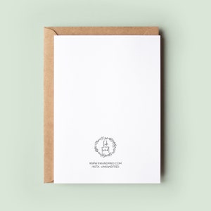 May include: A blank white card with a brown envelope. The back of the card has a black and white logo with the text "Ink and Fred" and the website address "www.inkandfred.com" and the Instagram handle "insta: inkandfred".