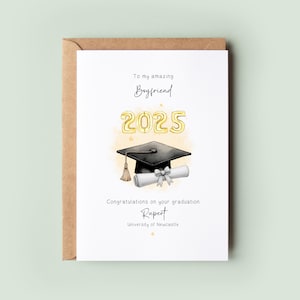 Personalised Boyfriend Graduation Card | University Graduation Keepsake for Him | Congratulations Card with Name & Year