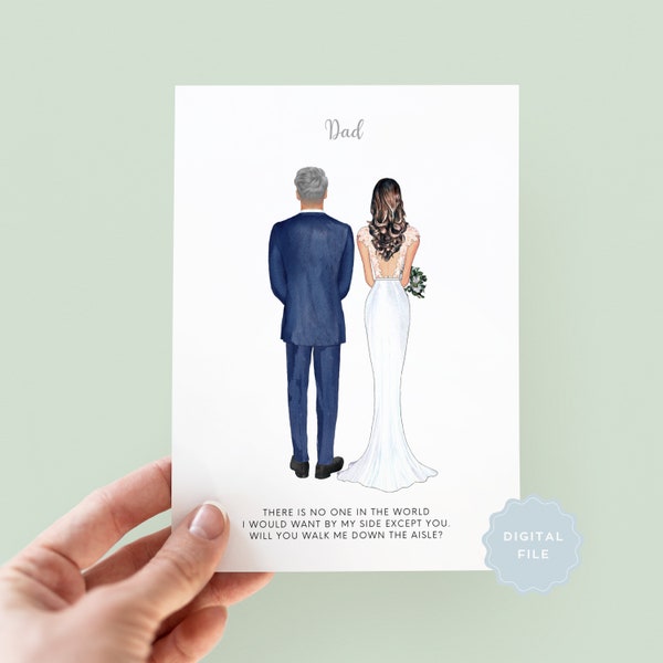 Printable Will You Walk Me Down the Aisle, Dad Wedding Card, Step Dad Wedding Card, Wedding Proposal Card, Dad & Daughter Wedding #074