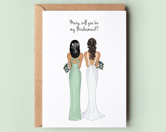 Will You Be My Bridesmaid, Personalized Bridesmaid, Bridesmaid Proposal Card, Will You Be My Bridesmaid Card, Maid of Honor Proposal #077