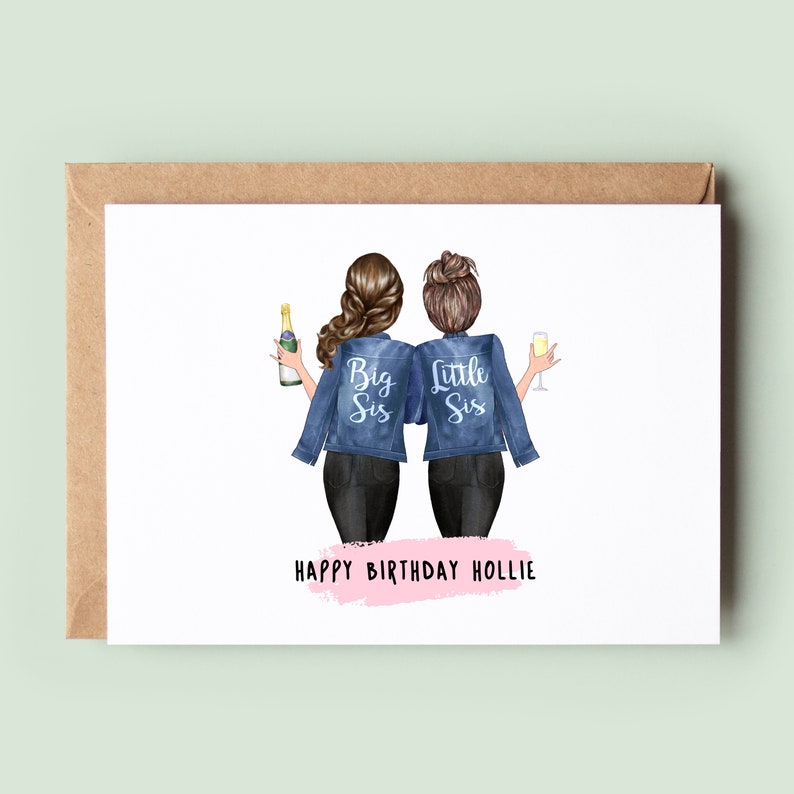 Personalised Sister Birthday Card, Personalized Sister Birthday Day Card, Happy Birthday Sister, Sister Birthday, Sister Greeting Card 215 image 1