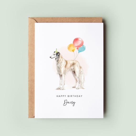 Borzoi Dog Birthday Card From the Dog, Birthday Card for Dog Dad