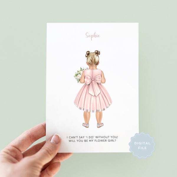 Printable Personalised Wedding Baby Flower Girl Card, Baby Flower Girl Proposal Card, Toddler Flower Girl Card, Will You Be My Flower Girl