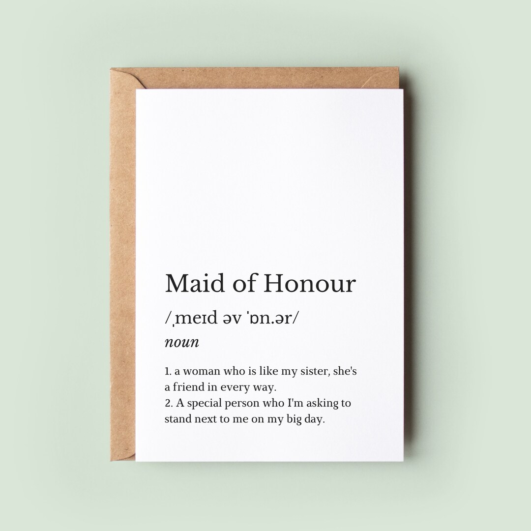 Maid of Honour Definition Card Will You Be My Maid of Etsy