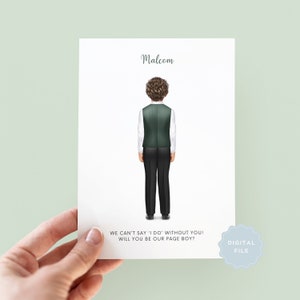Printable Be My Page Boy Card, Personalised Page Boy Card, Will You Be My Ring Bearer, Page Boy Thank You Card, Wedding, Download, Digital