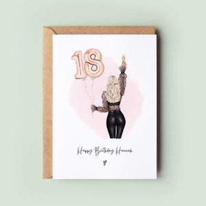 Personalised 18th Birthday Card, Best Friend Birthday Card, Custom 18th Card, Sister Birthday Card Keepsake, Portrait Card, Card For Her