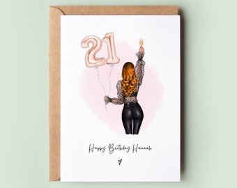 Personalised 21st Birthday Card, Best Friend Birthday Card, Custom 21st Card, Sister Birthday Card Keepsake, Daughter, Cousin Card For Her