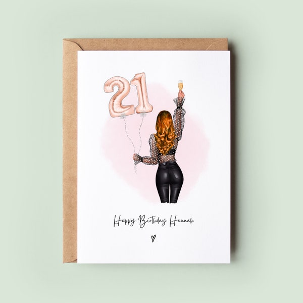 Personalised 21st Birthday Card, Best Friend Birthday Card, Custom 21st Card, Sister Birthday Card Keepsake, Daughter, Cousin Card For Her