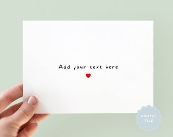 Printable Custom Text Card, Fully Customisable Card, Song Lyric Card, Quote Card, Custom Greeting Card, Own Text Card, Personalised Card