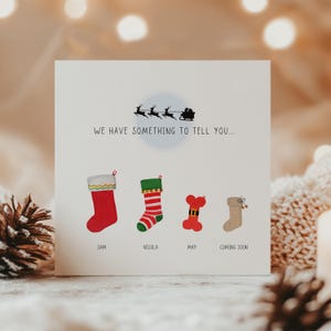 Personalised Christmas Pregnancy Announcement Cards | Family Stockings Baby Reveal | Multipack Christmas Baby Announcement