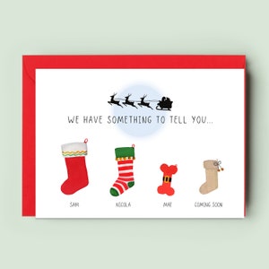 Pack 1, 5, 10, 15 or 20 Christmas Surprise Pregnancy Announcement Card, Baby Announcement Card, Pregnancy Reveal Card, We're Pregnant Card