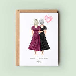Personalised 50th Birthday Card, Sister Birthday Day Card, Best Friend Birthday Card, Friend Birthday, Custom Birthday Card
