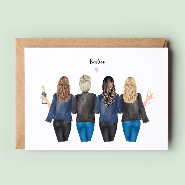 Personalised Best Friend Birthday Card, Personalized Friend Birthday Day Card, Friendship Card, Friend Birthday, Friend Greeting Card #034