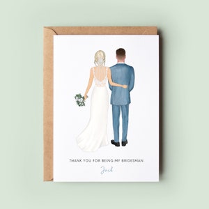Personalised Bridesman Thank You Card, Man of Honour Thank you Card, Customisable Bridesman Card, Wedding Thank Card, Bridesman Card