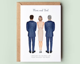 Personalised Parents Wedding Card, Mum & Dad, Mother of the Groom, Father of the Groom, Mum Card, Dad Card, In Laws Card, Parents Card #219
