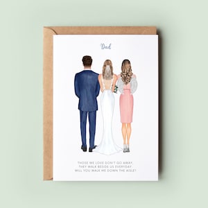 Personalised Angel Will You Walk Me Down The Aisle Wedding Card, Dad of All Our Walks Together Card, Mum Remembrance Card, Parents Wedding