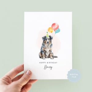 Printable Australian Shepherd Birthday Card | From the Dog | Pet-Themed Card for Dog Mum or Dog Dad