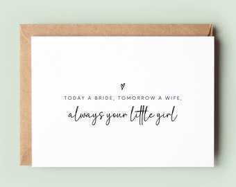 Carte de mariage à papa, carte de mariage à maman, carte de père de la mariée, carte de mère de la mariée, toujours votre petite fille
