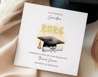 Personalised Grandson Graduation Card | Custom University Graduation Card | Congratulations Graduate Card with Name & Year