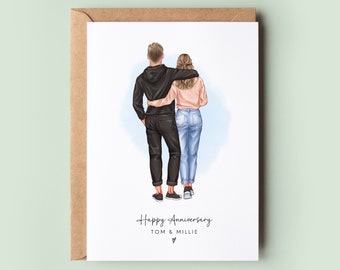 Personalised Couple Card, Couples Anniversary Card, Card for Her, for Him, Customised Couple Card, Boyfriend Girlfriend Card, Valentines