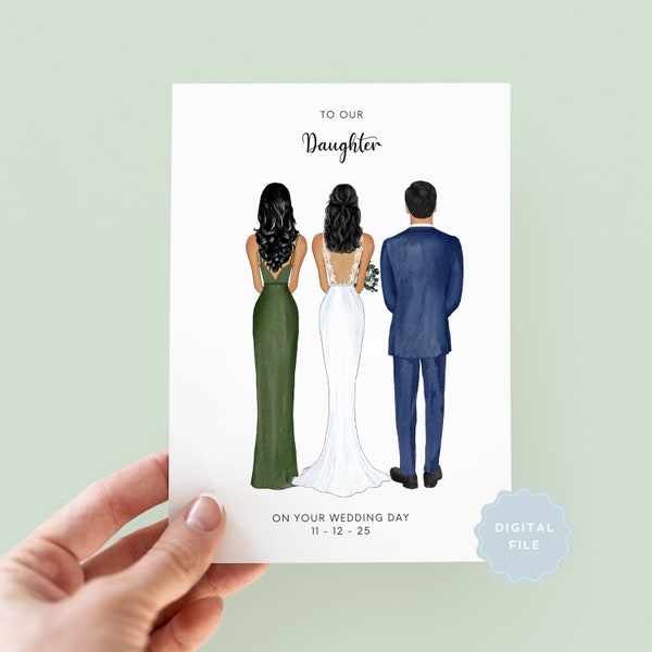 Printable Personalised To Our Daughter On Your Wedding Day Card, Wedding Day Card from Parents, Wedding Keepsake, Mother, Father & Daughter