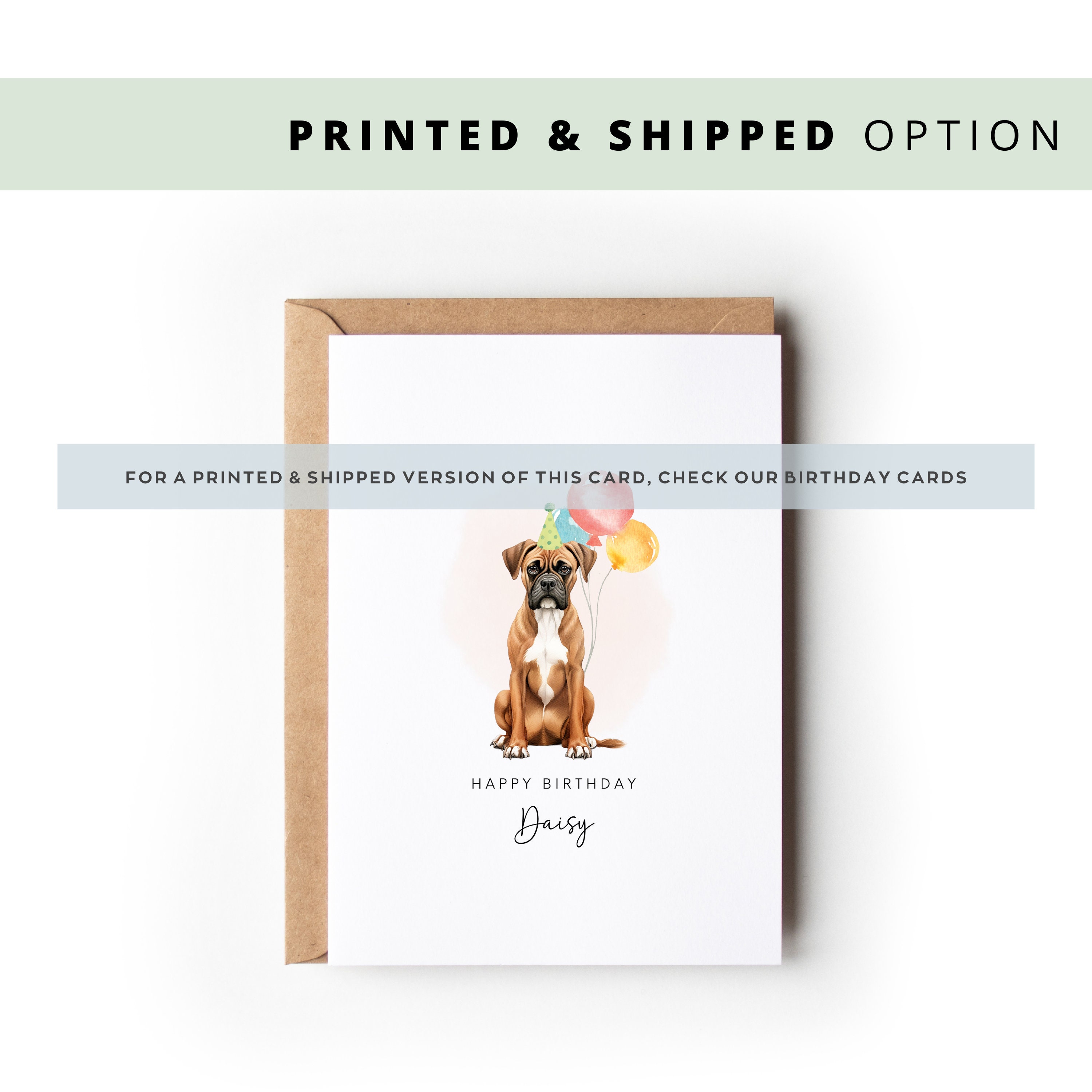 Printable Boxer Dog Birthday Card From the Dog, Birthday Card for Dog ...