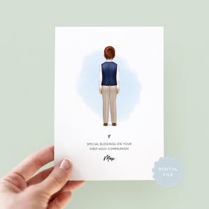 Printable Personalised First Holy Communion Card | Digital Keepsake for Son, Nephew, Godson, Brother, or Grandson