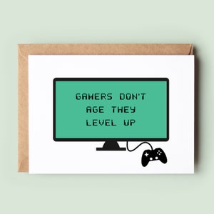 Gaming Geburtstagskarte, alles Gute zum Geburtstag Gaming Karte, Level Up Geburtstagskarte, Geburtstagskarte für Gamer, Gamers Geburtstagskarte