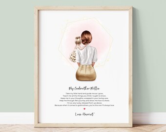 Personalised Godmother Keepsake Print | Custom Godparent Gift | Christening Gift from Goddaughter