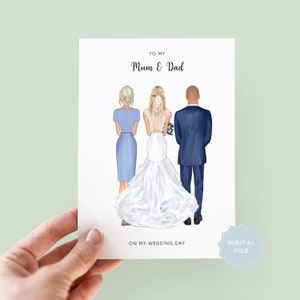 Printable Personalised Parents Wedding Day Card, To My Mum on my Wedding Day, To My Mom, To My Dad on my Wedding Day, Mother Card, Father