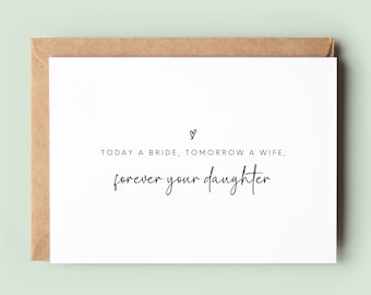 Carte de mariage à papa, carte de mariage à maman, carte de père de la mariée, carte de mère de la mariée, toujours votre fille
