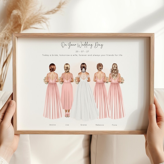 Personalised Bridesmaid Print With Bride Illustration, Bridal Party Keepsake - Etsy Personalised Bridesmaid Print With Bride Illustration, Bridal Party Keepsake - Etsy